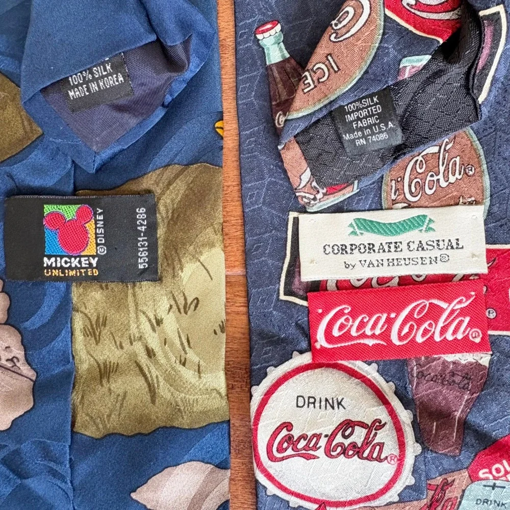 Disney Coca-Cola Vintage Silk Graphic Ties Mens OS Multi